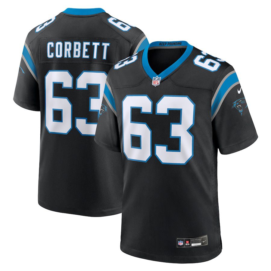 Men Carolina Panthers #63 Austin Corbett Nike Black Team Game NFL Jersey